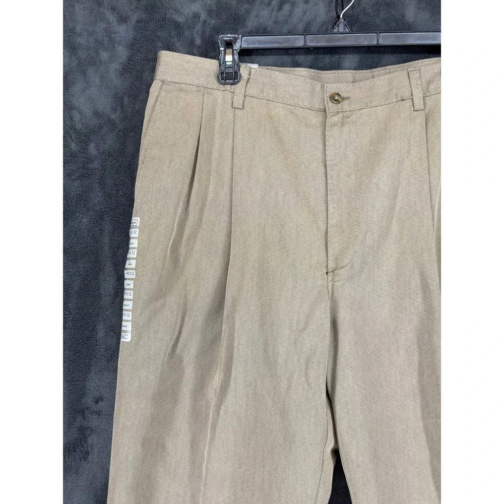 Haggar Black Label‎ BL2K Khakis Mens 40x32 Toffee Pleated Classic Fit Pants NEW